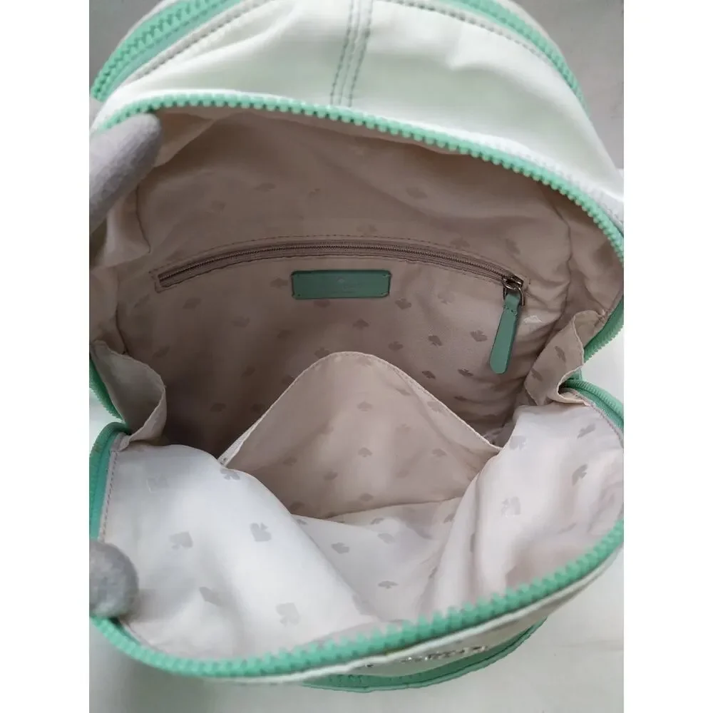 Kate Spade New York Blue White Nylon Zippers Top Handle Backpack